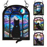 Personalized Pet Memorial Ornament, Cat Memorial Suncatcher Ornaments, Christmas Window Hanging Decoration for Cat Lovers